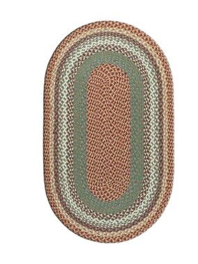 Buttermilk and Cranberry Oval Braided Rug 20 x 30